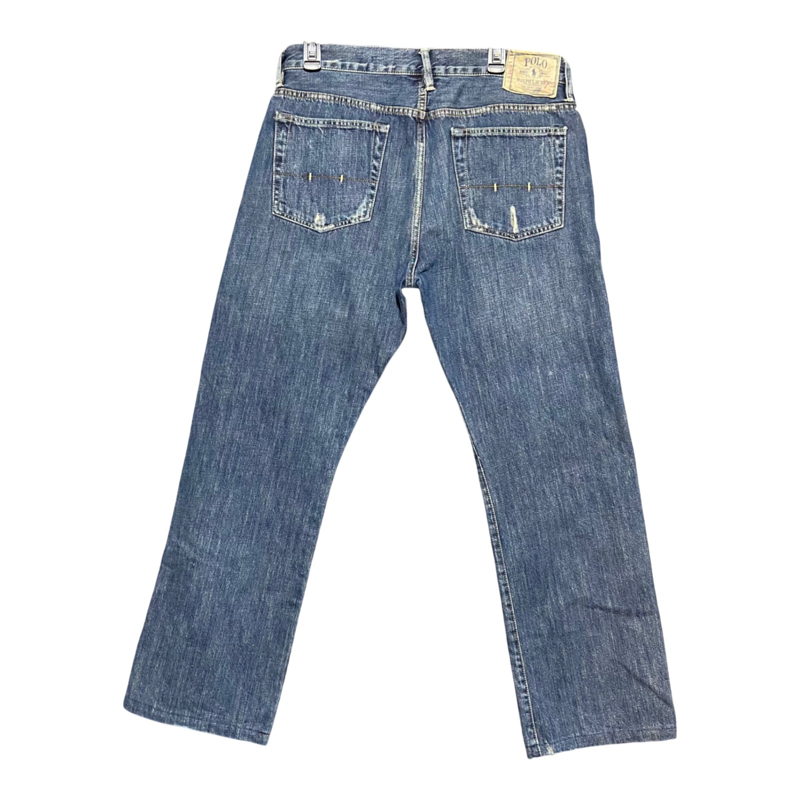 Polo Ralph Lauren Vintage 67 Mens Straight Leg Blue Denim Button Fly Jeans 33x29